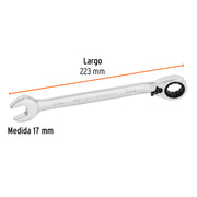 Llave combinada matraca reversible 17mmx223 mm largo, EXPERT