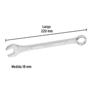 Llave combinada 18 mm x 220 mm de largo, PRETUL