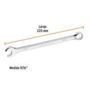 Llave combinada extralarga 9/16' x 220 mm de largo, EXPERT