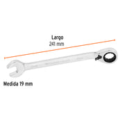 Llave combinada matraca reversible 19mmx241 mm largo, EXPERT