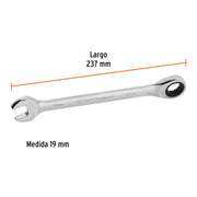 Llave combinada con matraca 19 mm x 237 mm largo, EXPERT