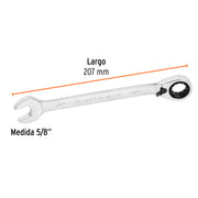 Llave combinada matraca reversible 5/8'x207 mm largo, EXPERT