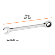 Llave combinada con matraca 22 mm x 279 mm largo, EXPERT