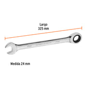 Llave combinada con matraca 24 mm x 325 mm largo, EXPERT