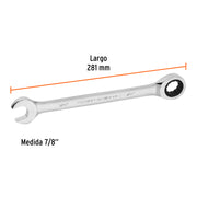 Llave combinada con matraca 7/8' x 281 mm largo, EXPERT
