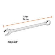 Llave combinada extralarga 7/8' x 316 mm de largo, EXPERT