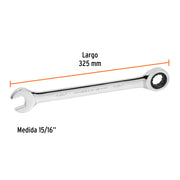 Llave combinada con matraca 15/16' x 325 mm largo, EXPERT