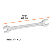 Llave española, 5/8 x 3/4' x 220 mm de largo, TRUPER EXPERT