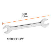 Llave española, 11/16 x 3/4' x 220 mm de largo, EXPERT
