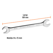 Llave española 14 x 15 x 189 mm de largo, TRUPER EXPERT