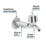 Llave 1/2' para fregadero con niple y chapetón, cromo, BASIC