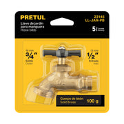 Llave p/manguera, de latón 100g, 1/2', blíster, PRETUL
