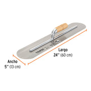 Llana 24' canto redondo, 18 remaches, mango madera, TRUPER