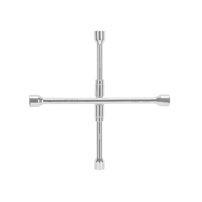 Llave de cruz 14' plegable pulida y cromada, TRUPER