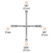 Llave de cruz 14' plegable pulida y cromada, TRUPER