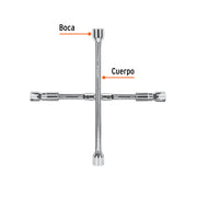 Llave de cruz 14' plegable pulida y cromada, TRUPER