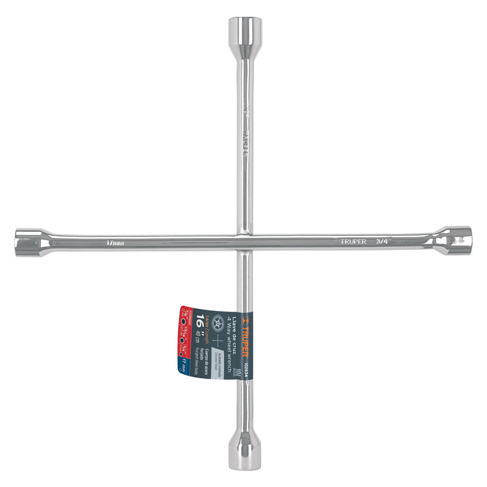 Llave de cruz 16' pulida y cromada, TRUPER