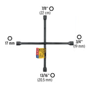 Llave de cruz 16', acabado negro mate, PRETUL