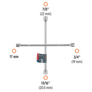 Llave de cruz 16' pulida y cromada, TRUPER