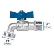 Llave esfera de latón 1/2', maneral corto, 130g, s/adaptador