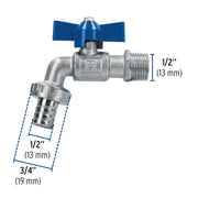 Llave de esfera c/maneral corto, latón, 130gr, 1/2', FOSET