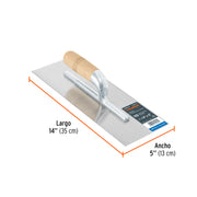 Llana 14' canto recto, 10 remaches, mango madera, TRUPER