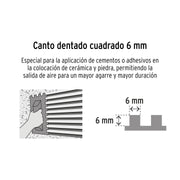 Llana 11' dentado cuadrado 1/4', 10 remaches, mango madera