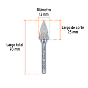 Lima rotativa punta árbol, 13 mm, TRUPER