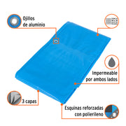 Lona de polietileno reforzada 3 x 3 m, azul, 180g/m2, TRUPER