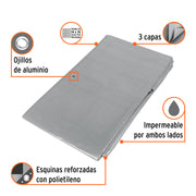 Lona de polietileno reforzada 3 x 4 m, gris, 180g/m2, TRUPER