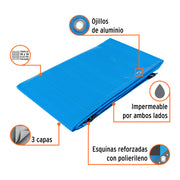 Lona de polietileno reforzada 3 x 5 m, azul, 180g/m2, TRUPER