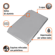Lona de polietileno reforzada 3 x 5 m, gris, 180g/m2, TRUPER