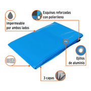 Lona de polietileno reforzada 3 x 6 m, azul, 180g/m2, TRUPER