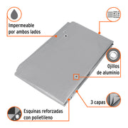 Lona de polietileno reforzada 3 x 6 m, gris, 180g/m2, TRUPER