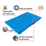 Lona de polietileno reforzada 4 x 4 m, azul, 180g/m2, TRUPER
