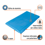 Lona de polietileno reforzada 4 x 6 m, azul, 180g/m2, TRUPER