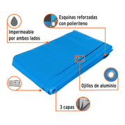 Lona de polietileno reforzada 5 x 5 m, azul, 180g/m2, TRUPER