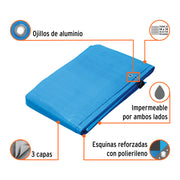 Lona de polietileno reforzada 5 x 6 m, azul, 180g/m2, TRUPER
