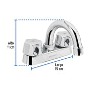 Mezcladora 4' para lavabo, cuello curvo, cartucho compresión