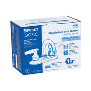 Mezcladora 4' para lavabo, cuello curvo, manerales cono