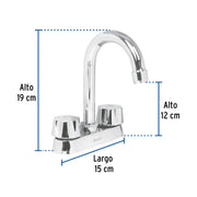 Mezcladora 4' para lavabo, cuello bar, cartucho compresión