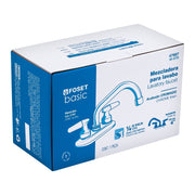 Mezcladora 4' para lavabo, cuello tubular, manerales cono