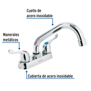 Mezcladora 4' para lavabo, tubular, manerales palanca