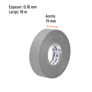 Cinta de aislar de 18 m x 19 mm, gris, TRUPER