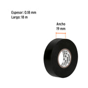Cinta de aislar de 18 m x 19 mm, negra en blíster, TRUPER