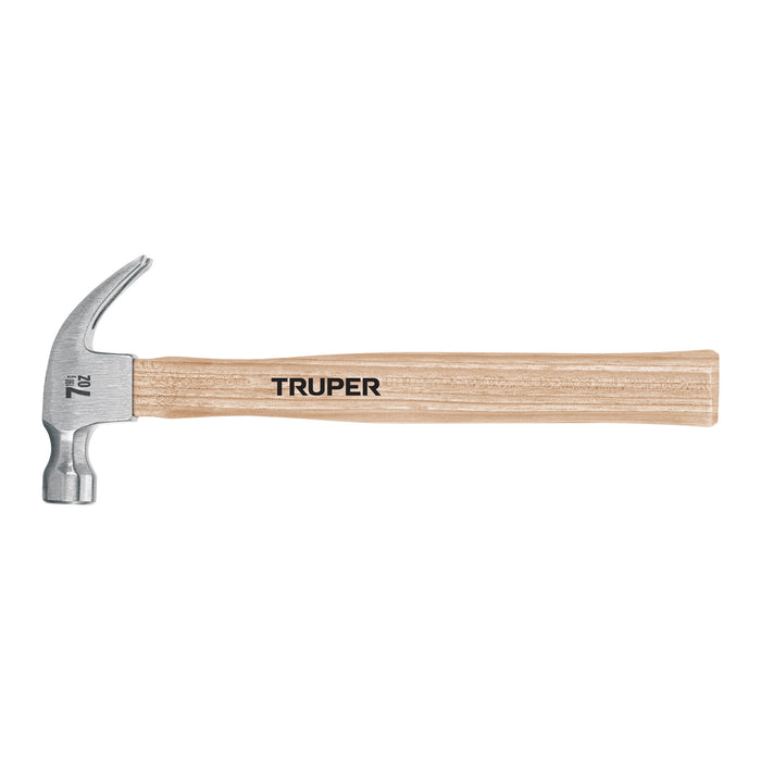 Martillo pulido, 7 oz, uña curva, mango madera, TRUPER