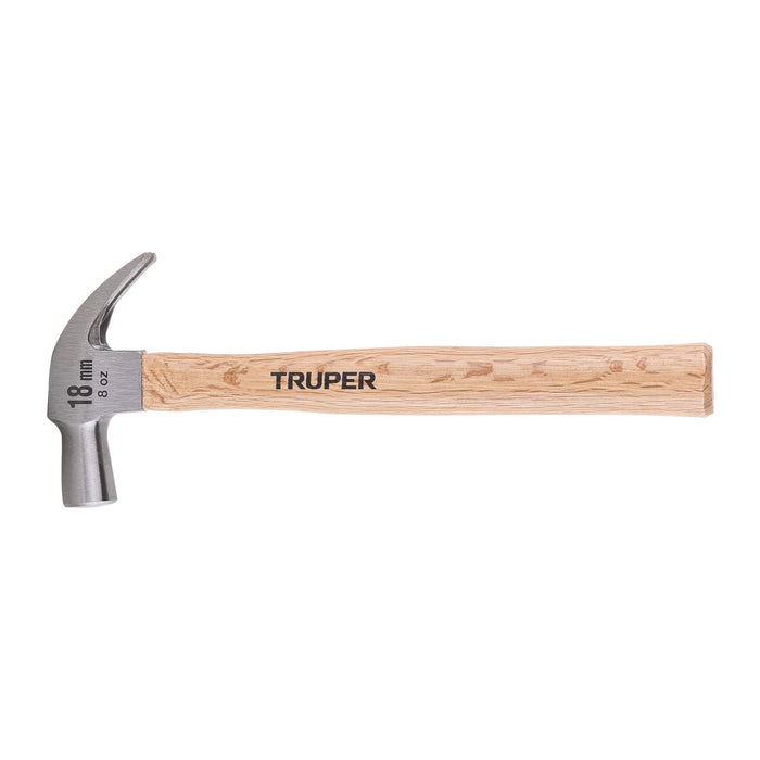 Martillo cabeza cónica 18 mm uña curva, mango madera, TRUPER