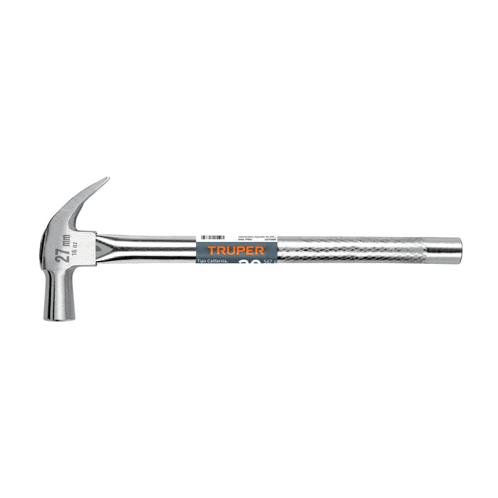 Martillo cabeza cónica 27 mm uña curva, mango tubular,TRUPER