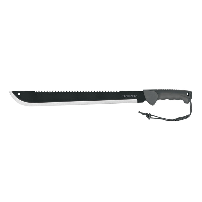 Machete doble filo 18', cacha inyectada, con funda, TRUPER