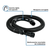 Manguera reforzada con multiconector, desagüe lavadora, 1.5m